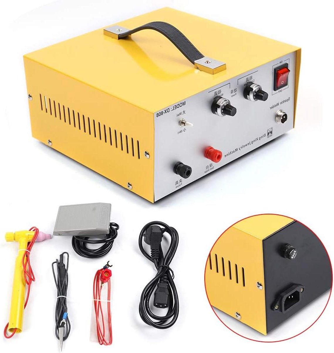 Puntlasapparaat Sieraden - Elektrische soldeermachine - Sieraden repareren - Voetpedaalbediening - 80 A - Geel