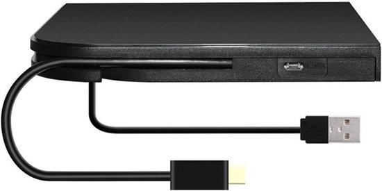 Externe CD/DVD-schrijver - Optisch station - Bestanden Archiveren - Dubbele Kabel - 14.2 cm breed - Zwart — afbeelding 4