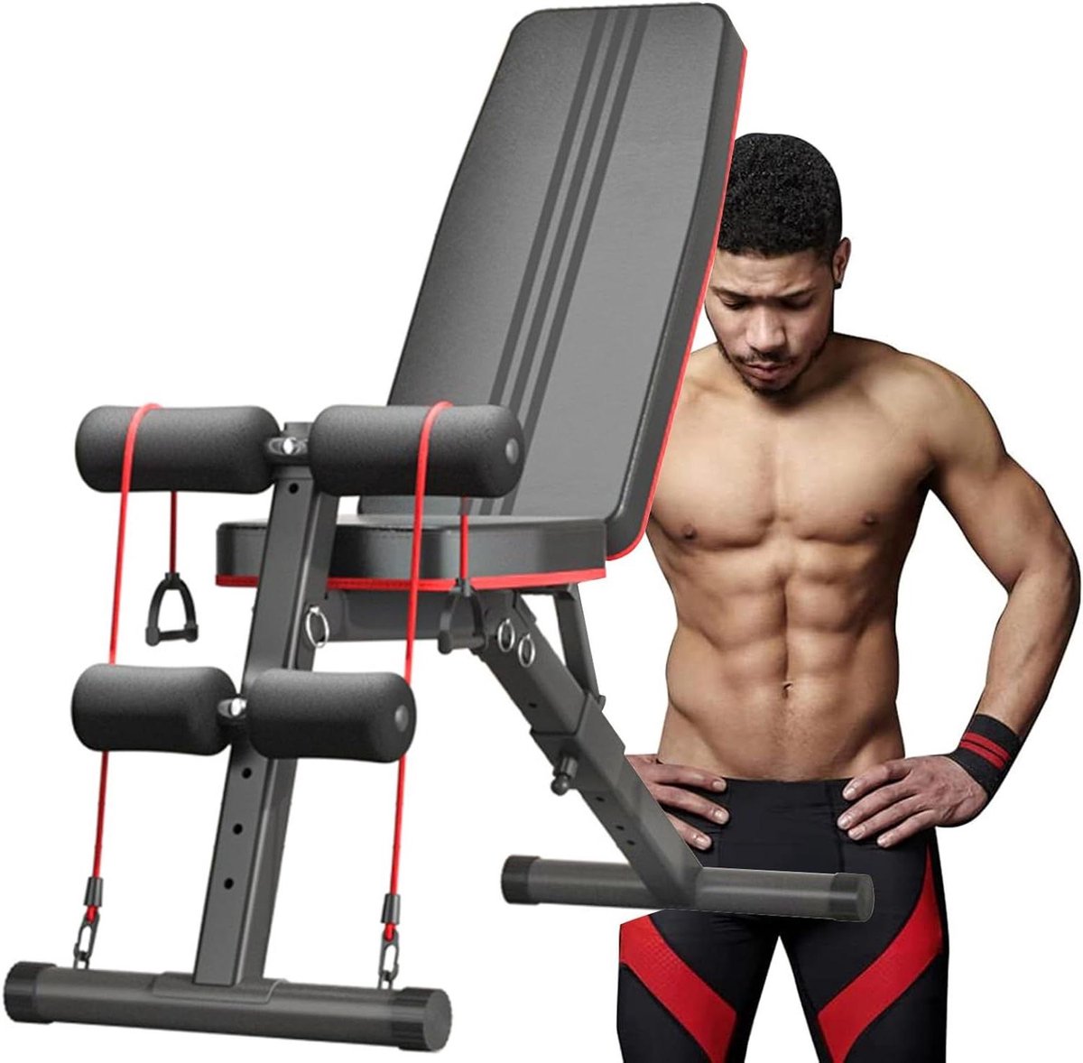 Verstelbare Trainingsbank - Fitness Bank - Kracht Training - Snel Opvouwbaar - 660 LBS Capaciteit - Zwart