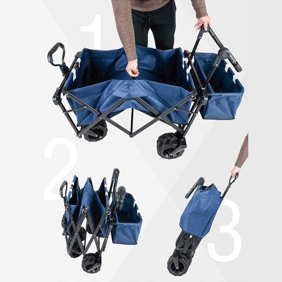 Bolderkar Opvouwbaar - Kampeerwagen Tuin - Buiten Transport - 4 Zwenkwielen - 100x50x74 cm - Stijl 1 van Bolderkar Opvouwbaar — afbeelding 4