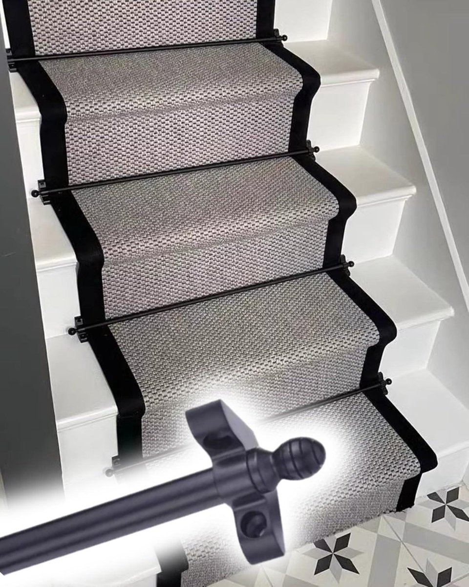 Trapstangen - Vloerdelen - Trap Decoratie - Massief Messing - 35 cm - Zwart