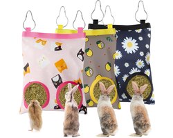 Set van 3 Hangende Hooi Tassen voor Cavia's, Chinchilla's en Hamsters - Waterdicht, Robuust en Duurzaam, 24 x 19 cm met 2 Openingen