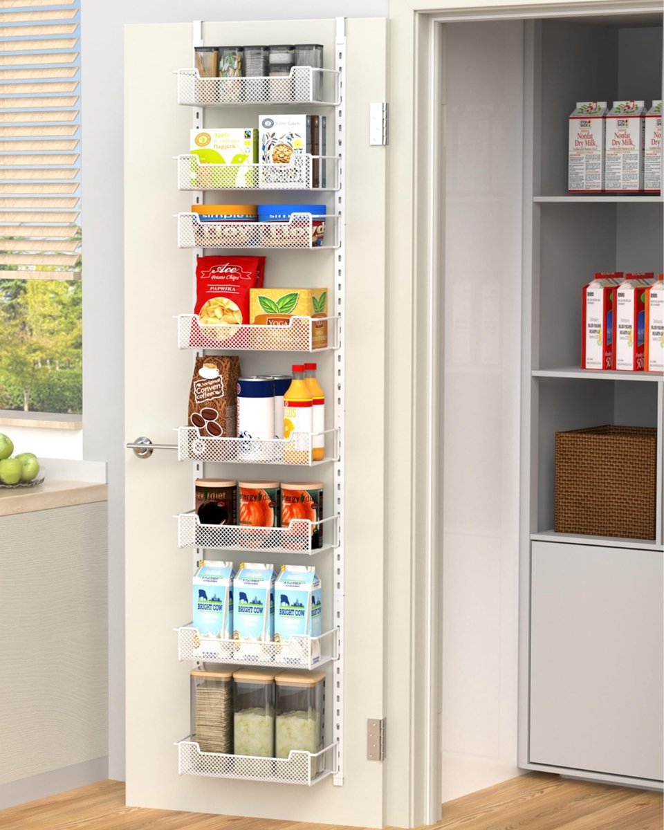 Dailygoody - OmGoods - Dailygoody - Over De Deur Organizer - 8-Tier Opbergrek - Minimalistisch - Wit - Keuken Opbergoplossing - Specerijen Rek - Handig Voor Keuken