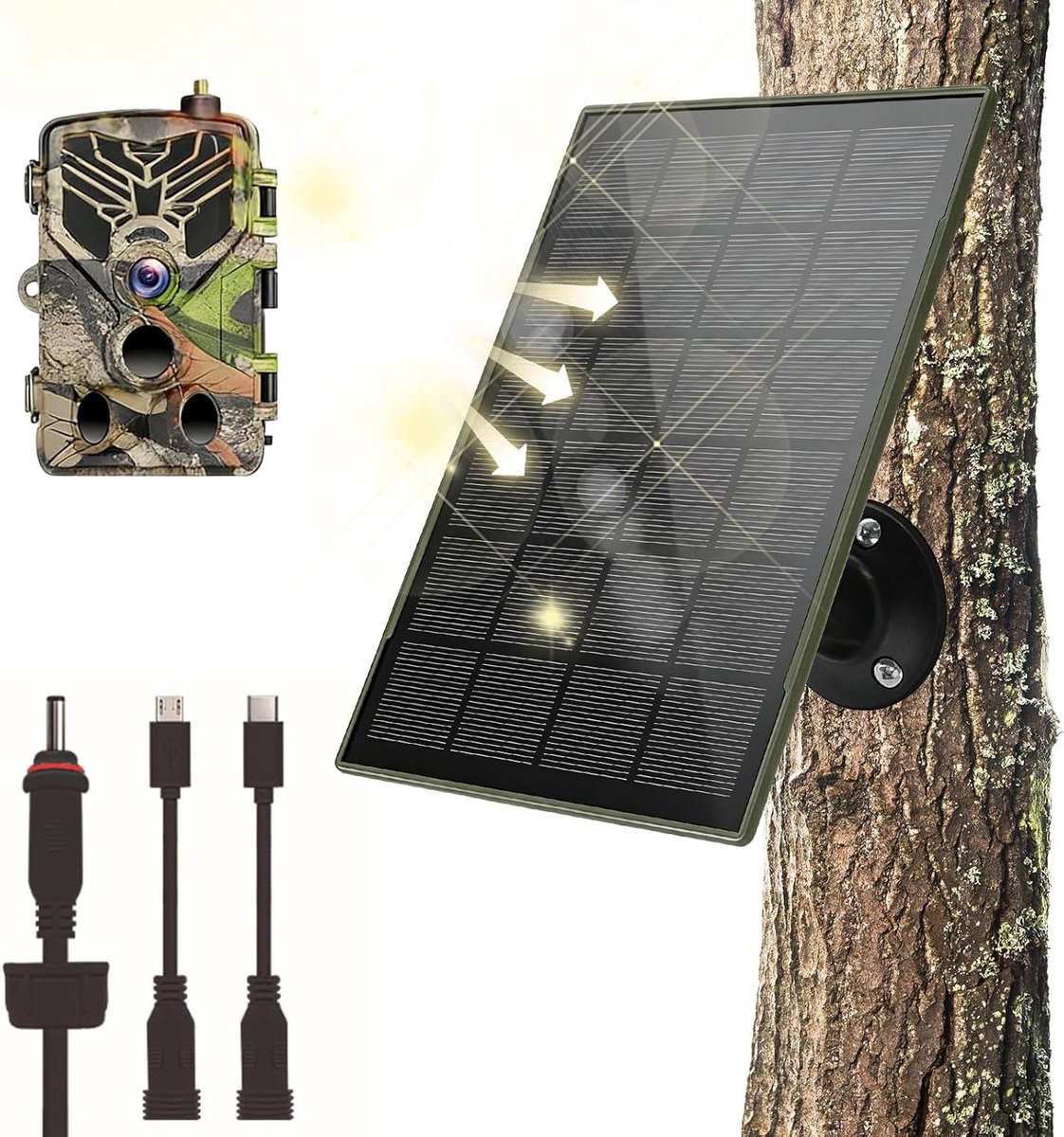 Zonnepaneel met Accu - Draagbare Oplader Zonnecel - Energievoorziening Buiten - Geïntegreerde 6000 mAh Batterij - 3 W 5 V