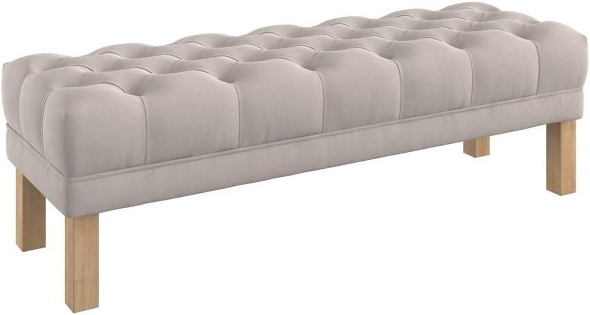 Zitbank Gestoffeerd - Voetenbank Slaapkamer - Ontspannen Zitten - Diep Geknoopt Blad - 140 cm Breed - Grijs