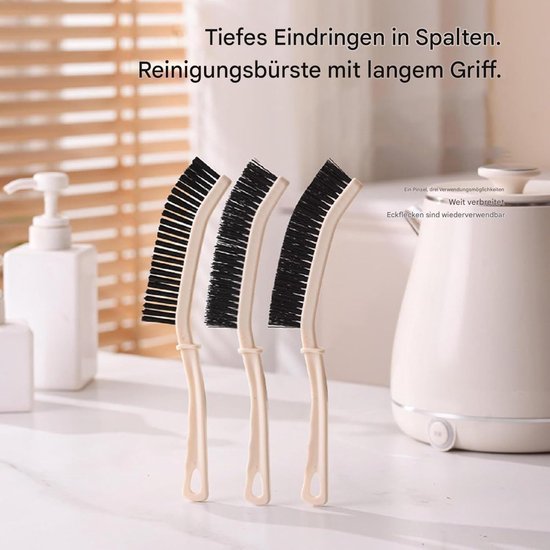 Badkamer voegenborstel - Smalle schrobber precisiekop - Dieptereiniging badkamer - Ergonomische handgreep - 23 x 4.7 x 1 cm - Kaki — afbeelding 3