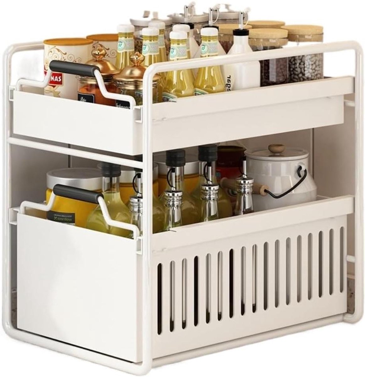 Kruidenrek Organizer - Kruidenpot Houder - Keuken Ordenen - Uittrekbaar Ontwerp - N.v.t. - Wit