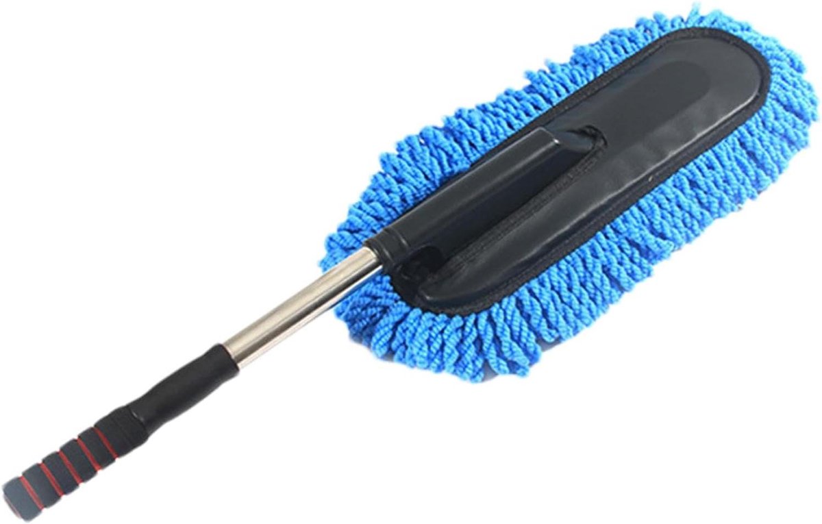 Autoborstel - Stofborstel auto - Auto reinigen - Telescopische steel - ca. 90 cm - Blauw