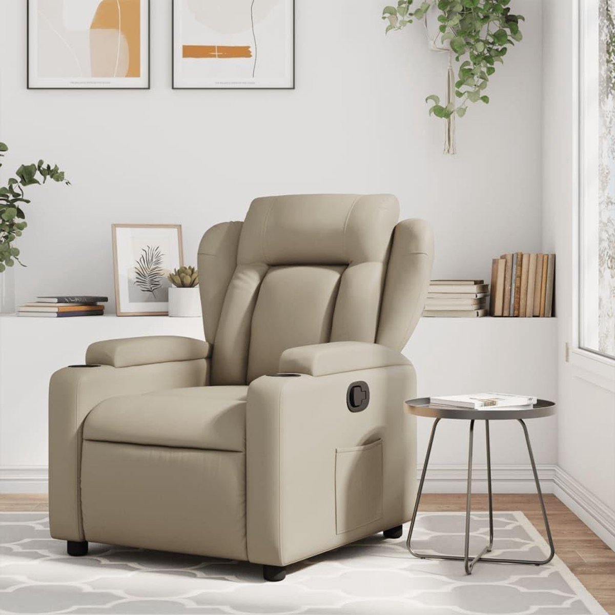 Relaxstoel met kruk - Lounge stoel fauteuil - Ontspannen thuis - Handmatige ligfunctie - 77 x 94.5 x 100 cm