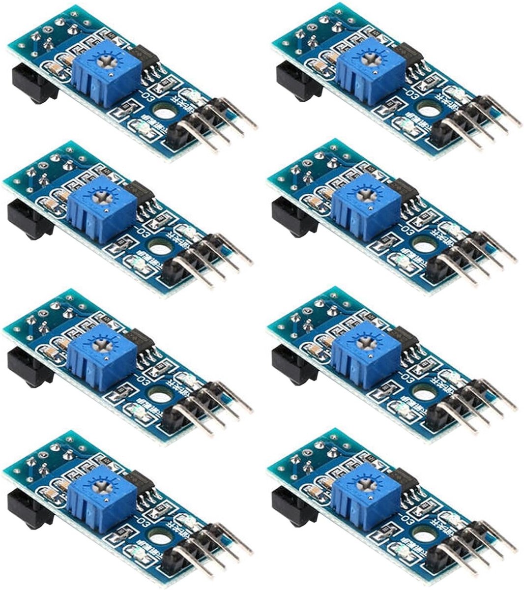 Set van 8 Infrarood Reflector Sensor Modules voor Digitale Lichtintensiteit met Zes-Draad Interface DC 3.3V-5V