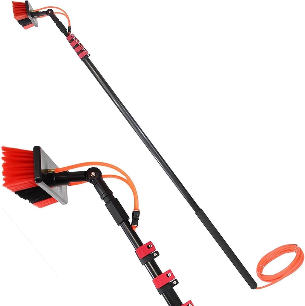 Telescopische Glazenwasser - Raamborstel Schoonmaakstok - Hoge Ramen Schoonmaken - Watertoevoer Kit - 10.8 Meter - Zilver