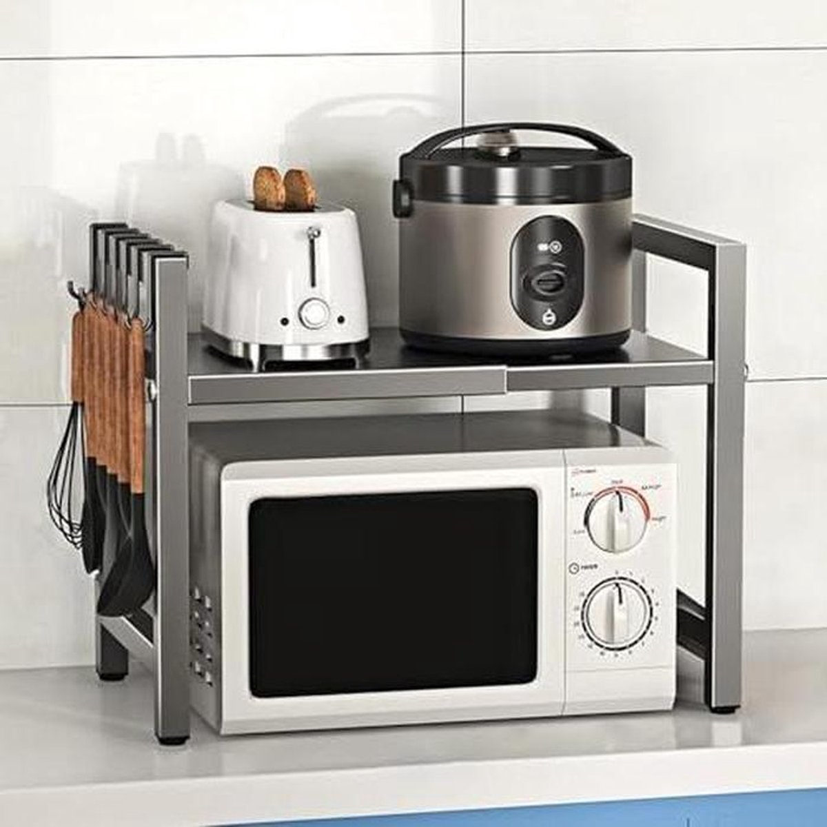 Magnetron Plank - Aanrecht Opslag - Keuken Ordenen - Verstelbare Lengte - 15-25 inch - Grijs