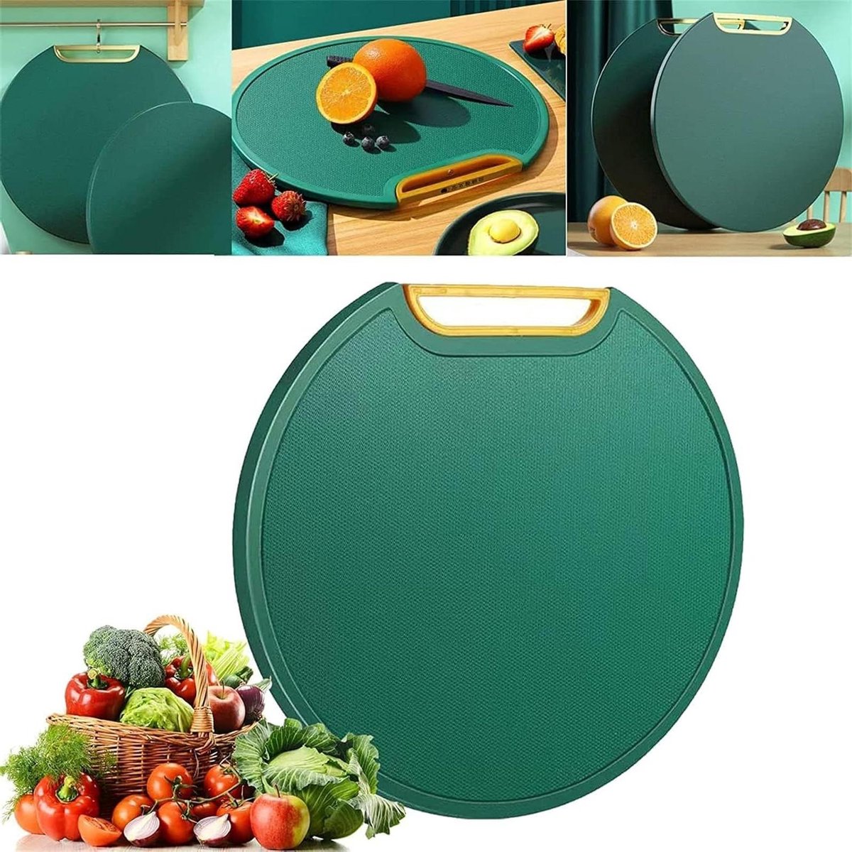 Verticale Snijplank - Hakplank Keuken - Groenten Snijden - Dubbelzijdig Antislip - 35 cm - Groen