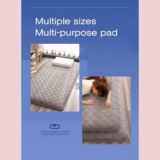Japanse Futon Matras - Vloermatras Gastenmatras - Ruimte Besparen Comfort - Natuurlijke Materialen - 90x200 cm - Blauw — afbeelding 5
