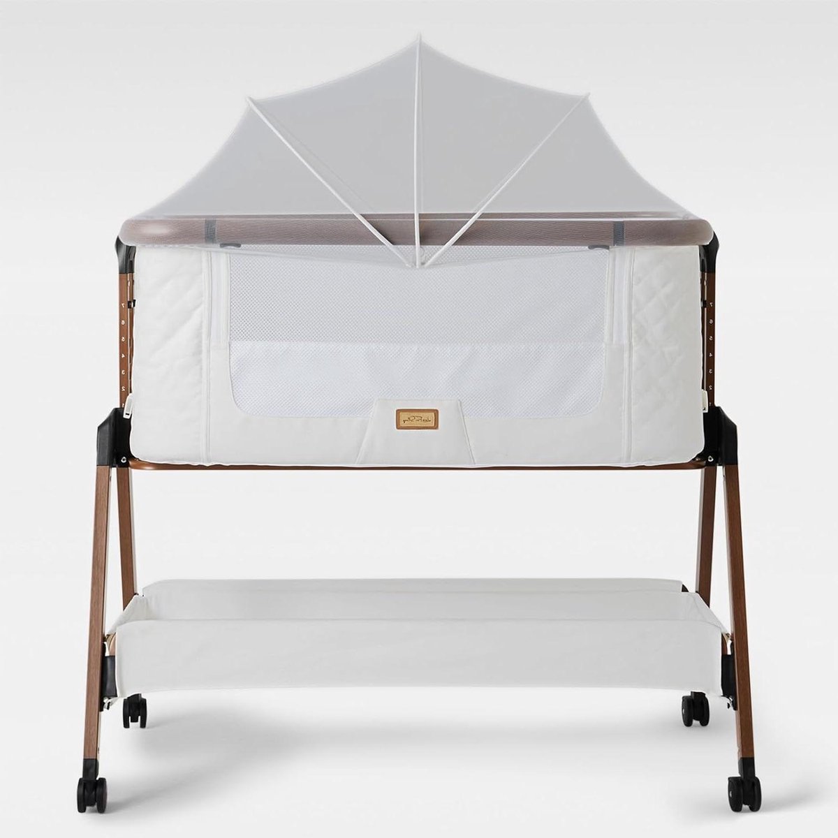 Bedside Crib - Babywieg Co-sleeper - Veilig Slapen - 6 Hoogteposities - 83x55x91 cm - Wit Bruin