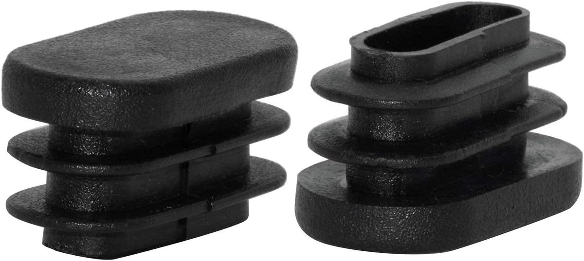 Plastic Pluggen Ovaal - Eindkappen Buis - Meubels Beschermen - Met Ribbels - 15x30mm - Zwart