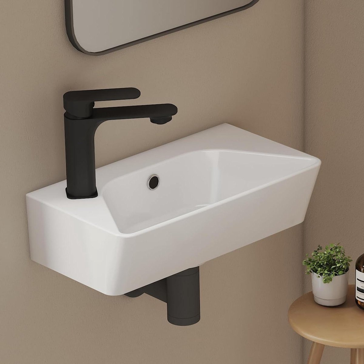 Kleine Rechthoekige Wastafel - Waskom Compact - Ruimte Besparen - Hogedichtheid Keramiek - 40x22.5x13 cm - Glanzend Wit