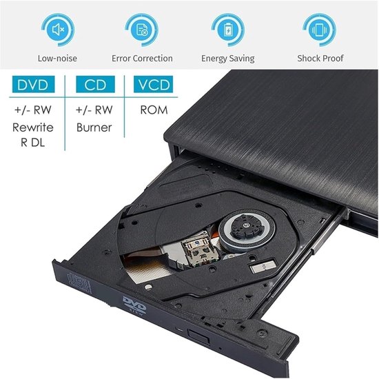 Externe DVD Speler - USB DVD Drive - Films Kijken - Snelle Gegevensoverdracht - Slim - Zilver — afbeelding 2