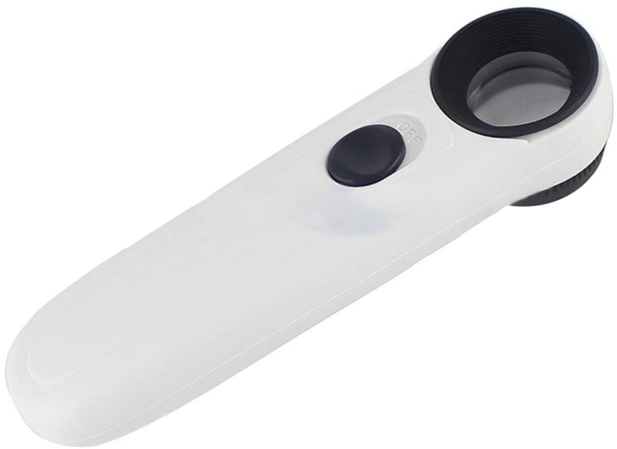 Dailygoody - Handvergroter - 40X Vergrootglas - Dubbele Verlichting - Wit - Juweelwaardering - Inspectie van Munten en Insecten - Geschikt voor Hobbis