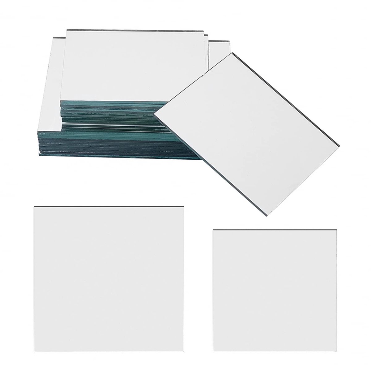 Dailygoody - vierkante glazen spiegeltegels - kleine spiegels - zelfklevend - wit - huisdecoratie - doe-het-zelf ambachten - 20 stuks
