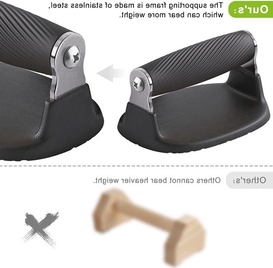 Push-up bars met antislip handvatten, roestvrijstalen ondersteuning, ideaal voor krachttraining en fitnessoefeningen — afbeelding 3