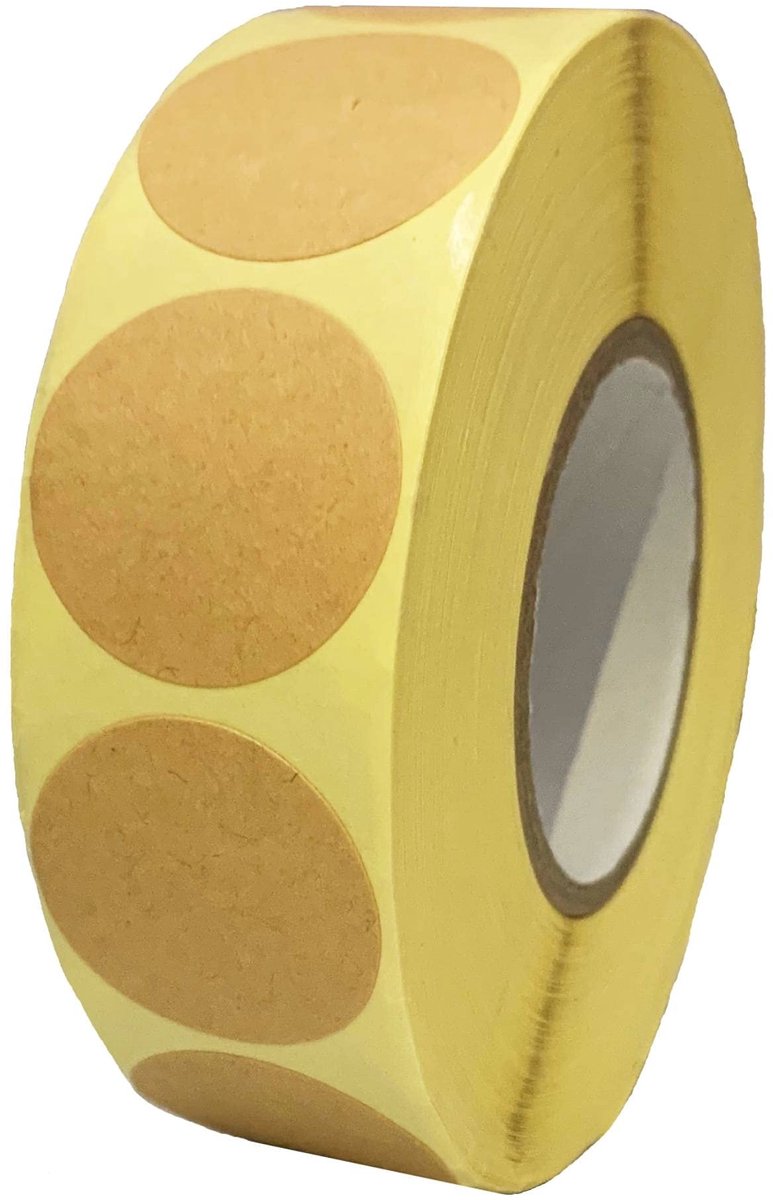 Dailygoody - Ronde Kraft Bruine Sticker - Zelfklevende Etiketten - 25mm - Perfect voor Ambachtelijke Projecten - Natuurlijke Kleur - Schrijfbaar