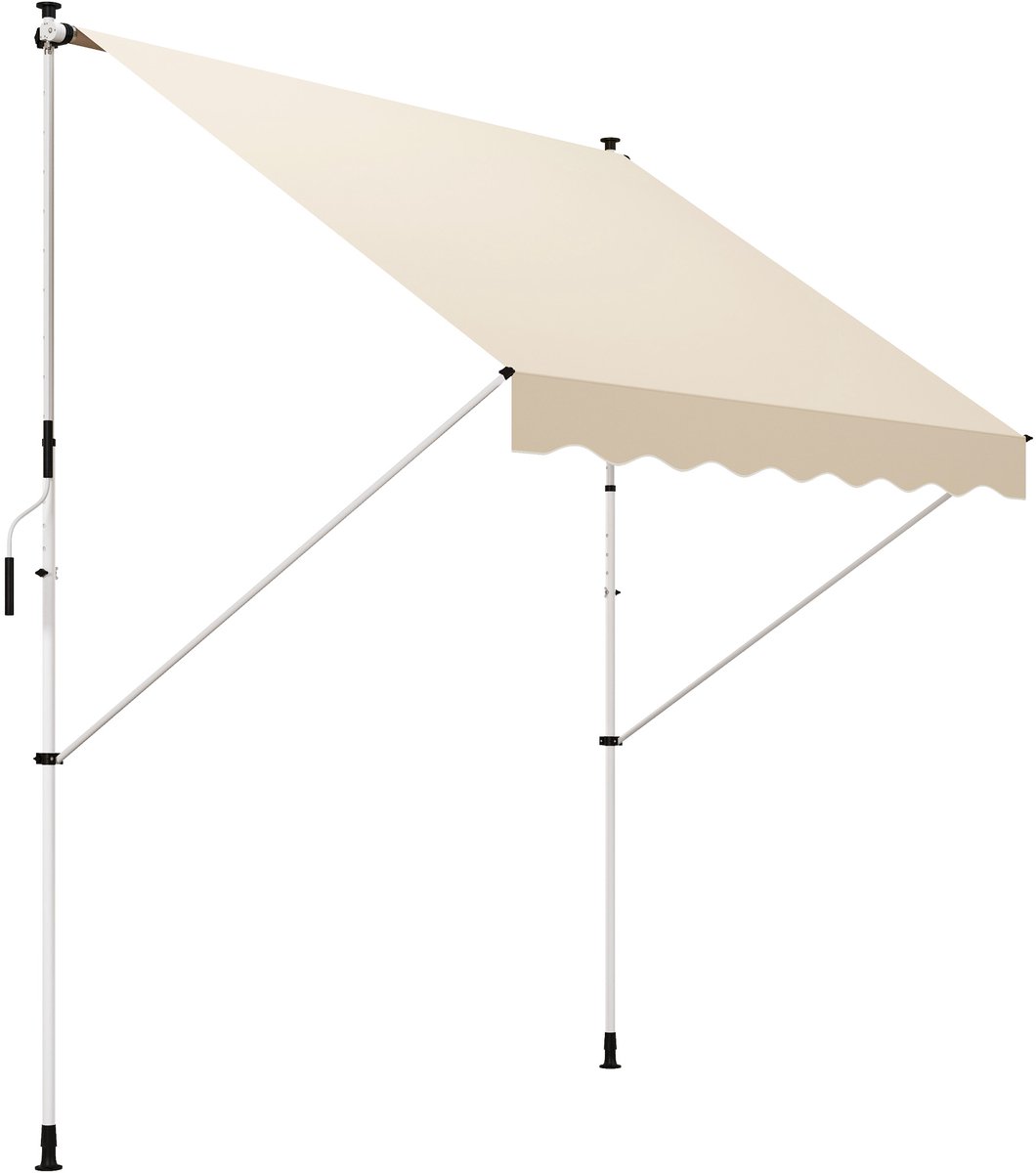 Beige Aluminium Zonnezeil-Inklapbaar-Hoogte Verstelbaar-Voor Terras Balkon 300x280cm