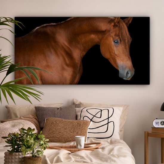 Tableau Toile Cheval - Oeil - Marron - 160x80 cm - Décoration murale