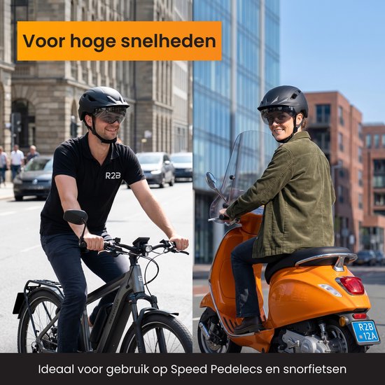 R2B Fietshelm - Speed Pedelec Helm - Snorfiets Helm - LED Verlichting - Maat S - 51-55 cm - Fietshelm Volwassenen Elektrische Fiets - Fiets helm Elektrische Fiets - Bike Helmet - Fatbike Helm — afbeelding 2