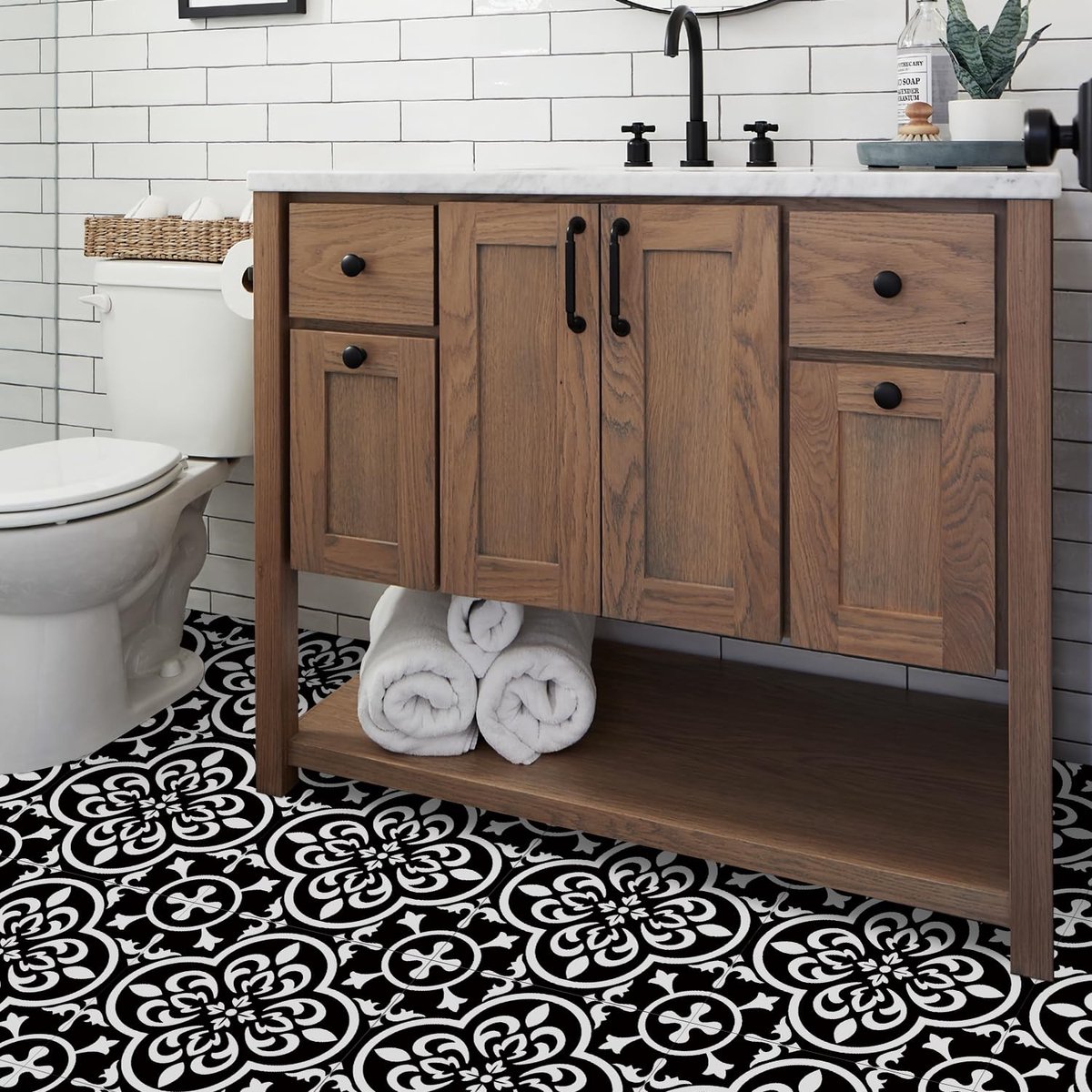 Dailygoods - Dailygoody - Verdikte vinylvloertegelstickers - Zelfklevend - Waterdicht - 20 x 20 cm - Keuken en badkamer - Eenvoudig aan te brengen - 24 stuks