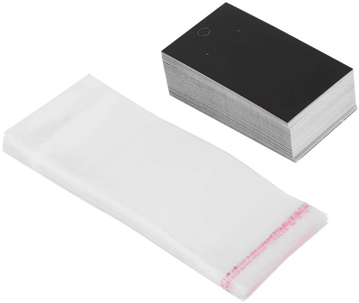 Dailygoods - 100 Stuks Oorbellen Kaarthouder Set met Zelfsluitende Zakken