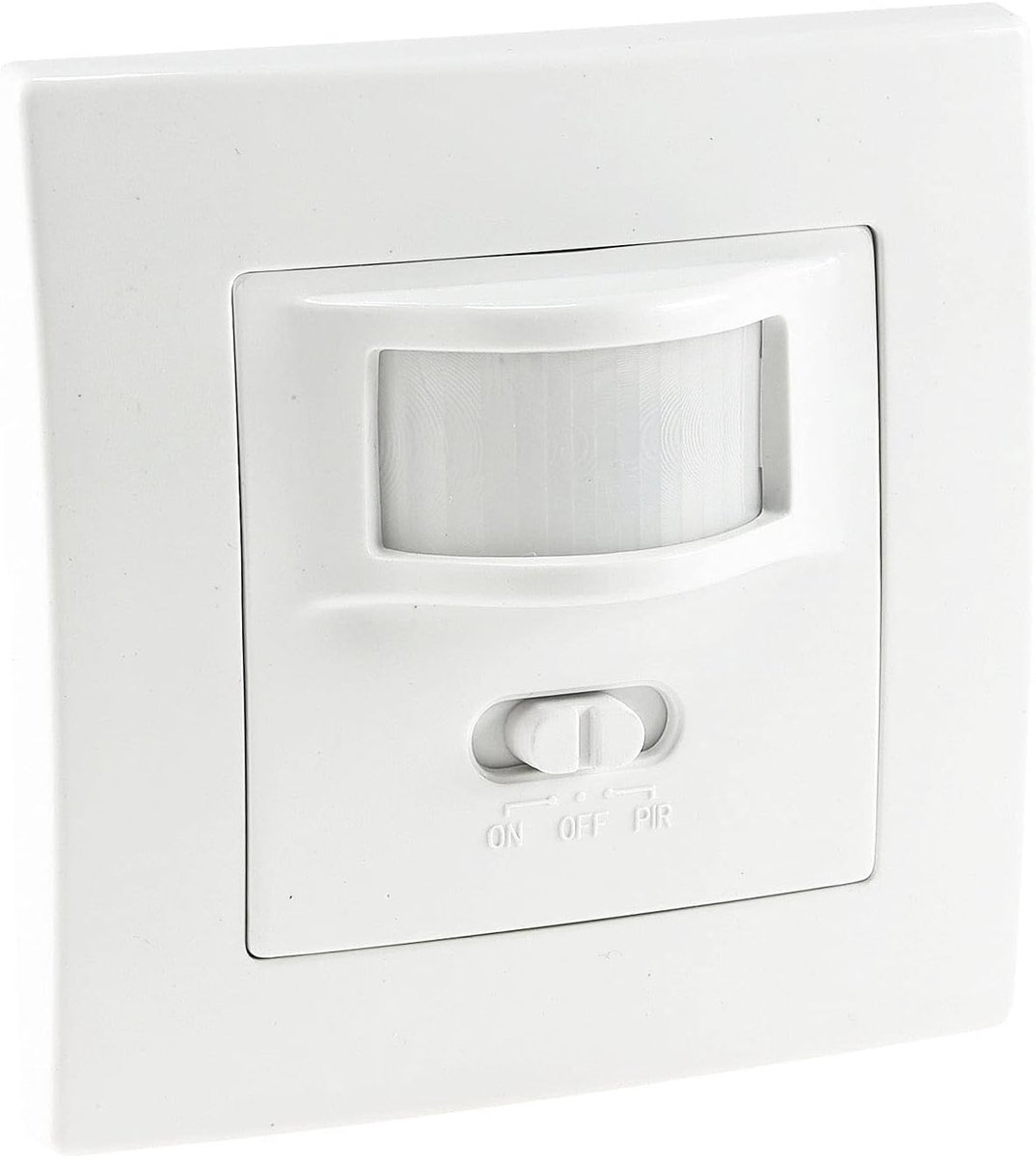 carmdering - Infrarood Bewegingsmelder - PIR Sensor Schakelaar - Inbouw Wandmontage - Regelbare Schemerschakelaar - Instelbare Tijd - Kunststof Behuizing - Witte Afdekplaat - Vervangt Lichtschalter Direct - 1 Stuk