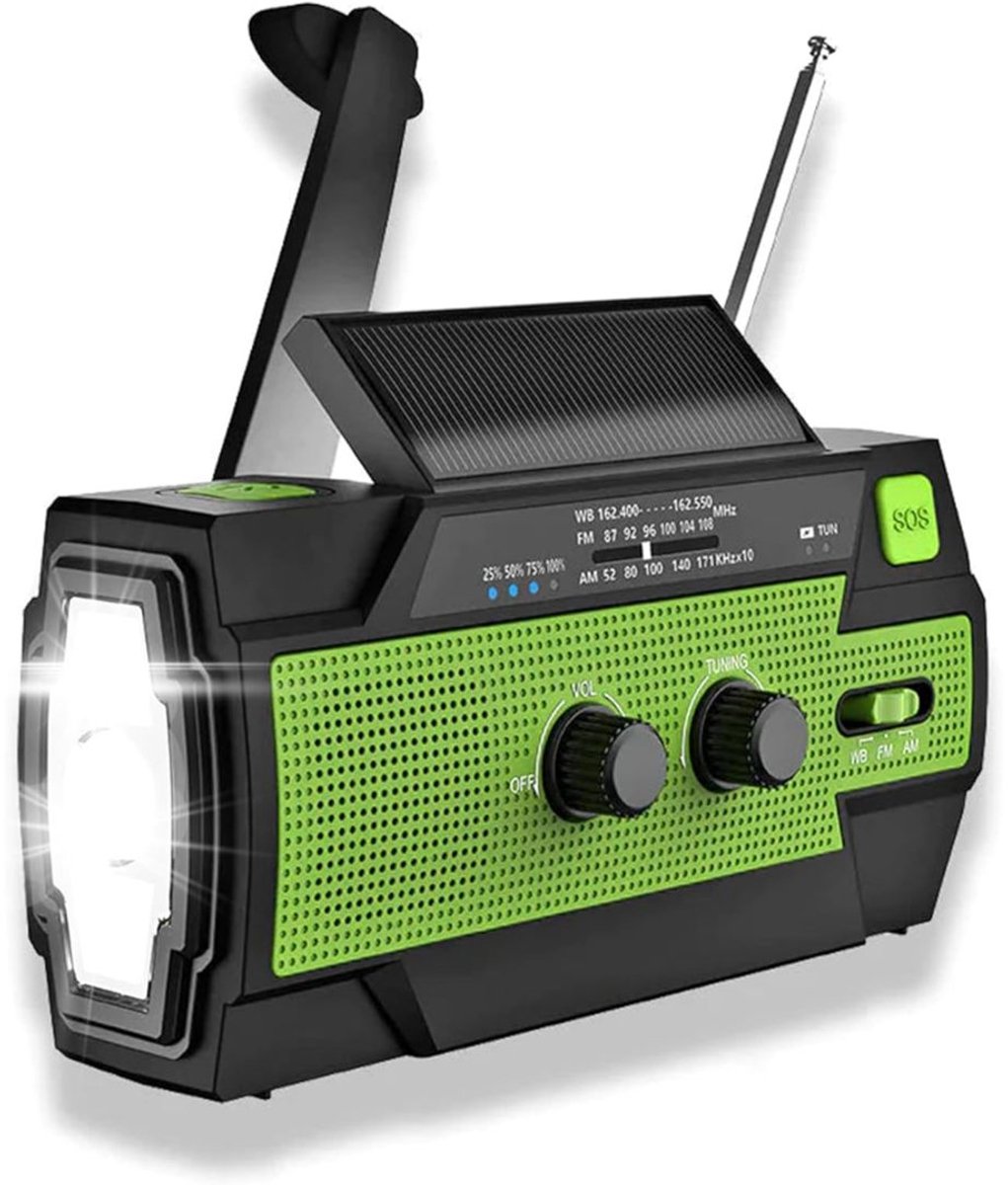 KAD® Opwindbare Radio - Zaklamp Opwindbaar - Opwindbare Zaklamp - Groen - 6cm x 8cm x 6cm