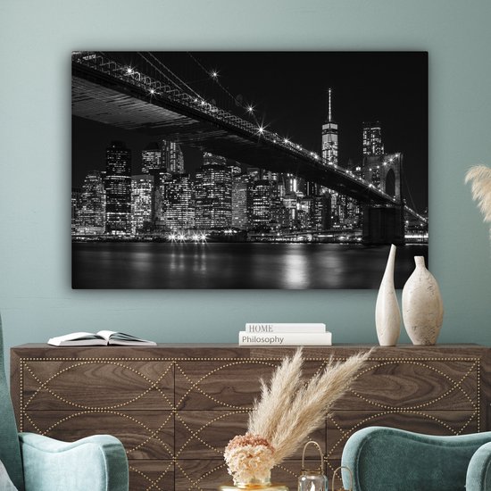 Canvas schilderij - Times square New York 120x80 - Kamer decoratie accessoires - Schilderijen woonkamer - Wanddecoratie slaapkamer - Room decoration - Muurdecoratie keuken - Wanddoek interieur binnen - Woondecoratie huis - Woonaccessoires