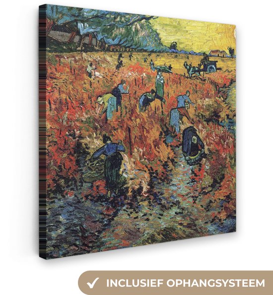 Canvas schilderij 50x50 cm - Wanddecoratie De rode wijngaard - Vincent van Gogh - Muurdecoratie woonkamer - Slaapkamer decoratie - Kamer accessoires - Schilderijen op canvas