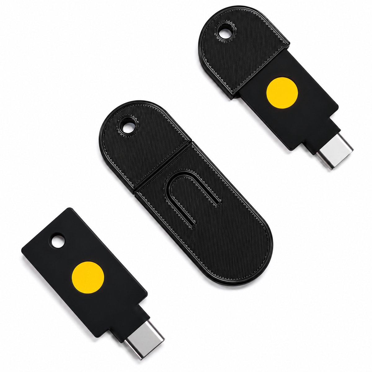YubiKey 5C NFC Beschermhoes Sleutelhanger - YubiKey Case - YubiKey Cover - USB C Security Key Case - NFC USB-C Protector Voor YubiKey 5C NFC - Krasbestendige Opbergcase Voor Sleutelbos En Zakgebruik - 2FA Security Key Holder - Zwart