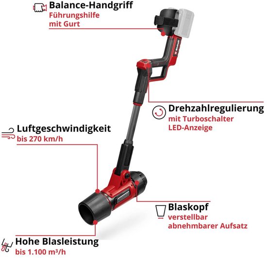 Einhell Professional Accu Bladblazer GP-LB 36/270 Li E BL Solo - Power X-Change - 36 V/Li-ion - Blaassnelheid: 270 km/h - Excl. accu en lader van Merkloos	 — afbeelding 4