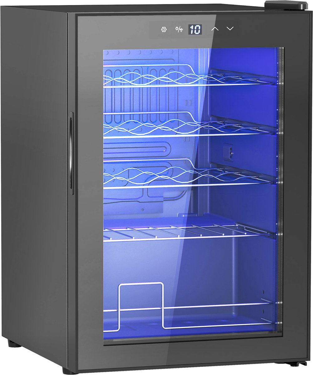 Wijnkoelkast - Wijnklimaatkast - Drankenkoelkast - Wijnkast – Compressor – Touchscreen – Anti-UV glas - LED-verlichting - Keuken - 45x43x64 cm - 20 flessen - Zwart