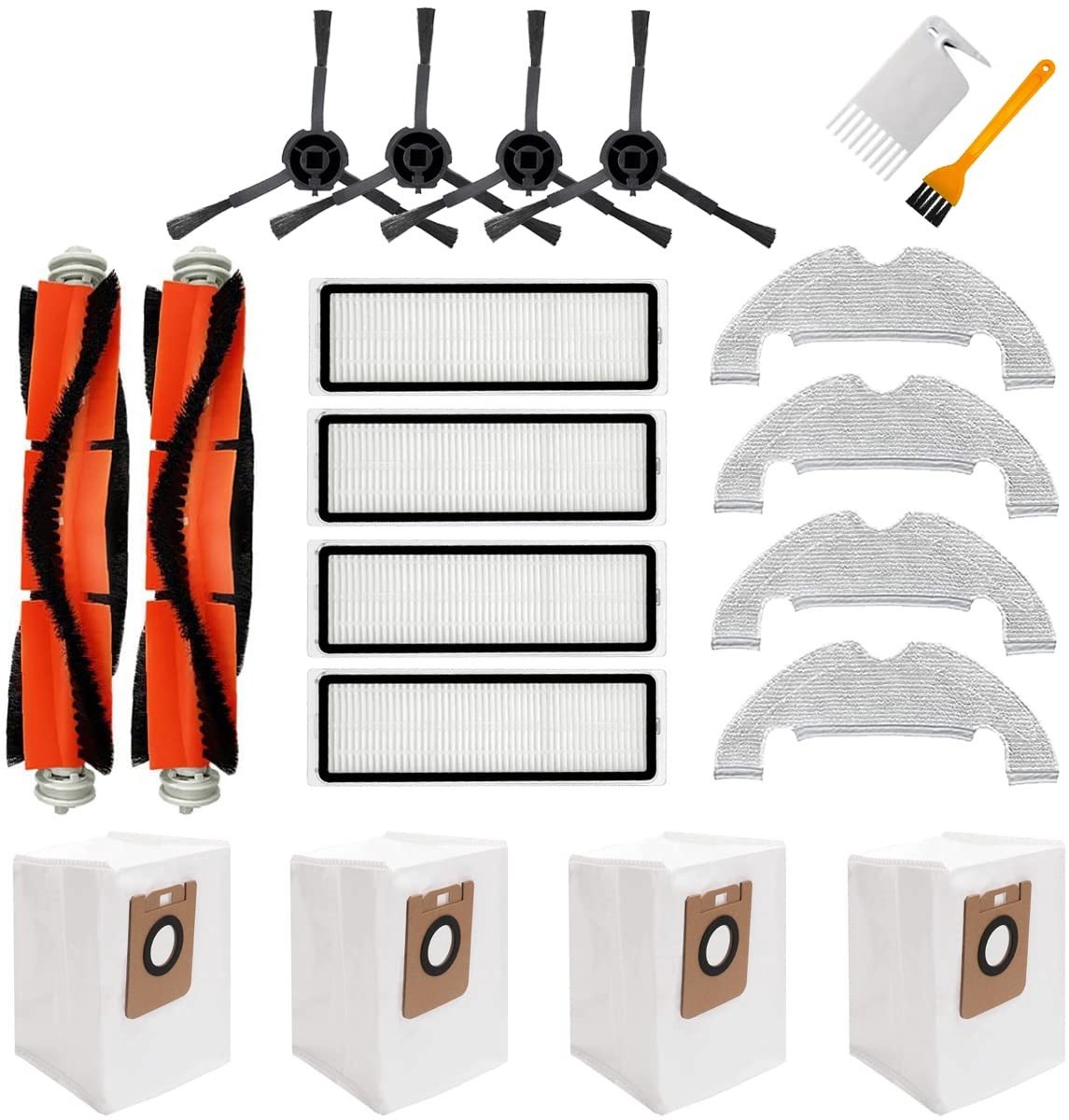 Dailygoods - Dailygoody - Accessoireset voor Robotstofzuiger - 20 Stuks - Inclusief Hoofdborstels en Filters - Geschikt voor Dreame Bot Z10 Pro L10 Plus - Complete