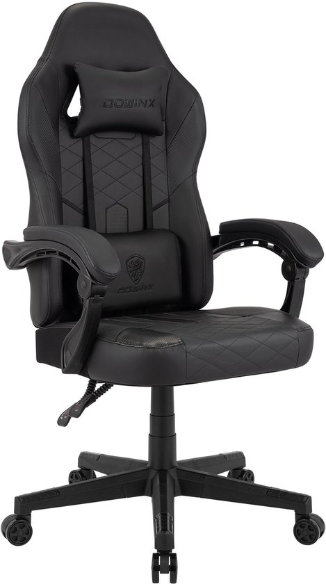 Chaise de bureau gaming CLP Collins - Chaise de course ergonomique avec fonction de massage - Dossier réglable - 150 kg - Similicuir - noir