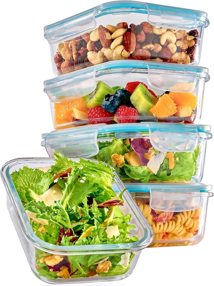 Meal Prep Bakjes Glas - Vershoudbakjes - Diepvriesbakjes - Met Deksel - bewaardoos
