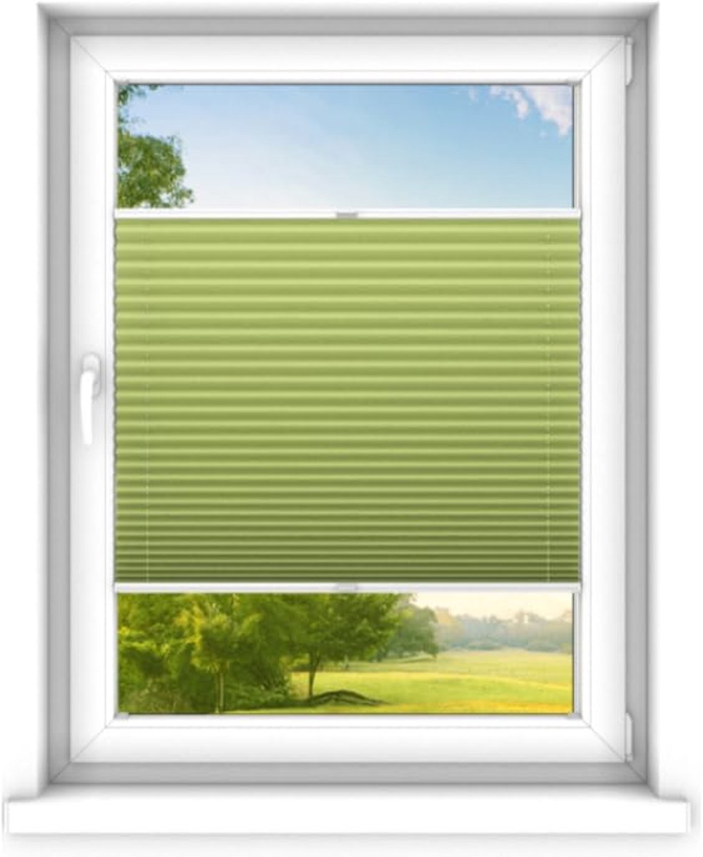 time4blinds - Plisségordijn zonder boren op maat gemaakt - Vouwgordijn - Plisségordijn privacy en zonwering - Eenvoudige installatie - Kant-en-klaar plisségordijn - 30x80 cm - Donkere jasmijn
