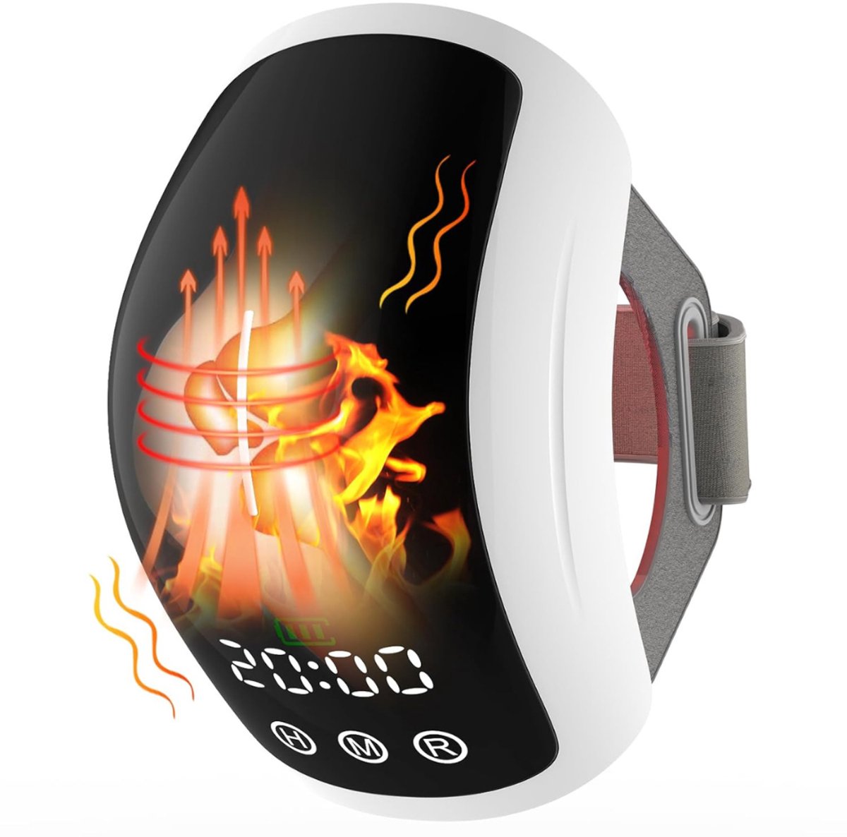 TIM® Knie Massage Apparaat - Rood Lichttherapie Met Warmte En Trillingen - Infrarood Massageapparaat - Kniebrace Massager voor Pijnbestrijding & tegen Gewrichtspijn – Draadloos – Voor Pijn / Stijfheid en Blessure - Wit - 26cm x 17cm x 13cm