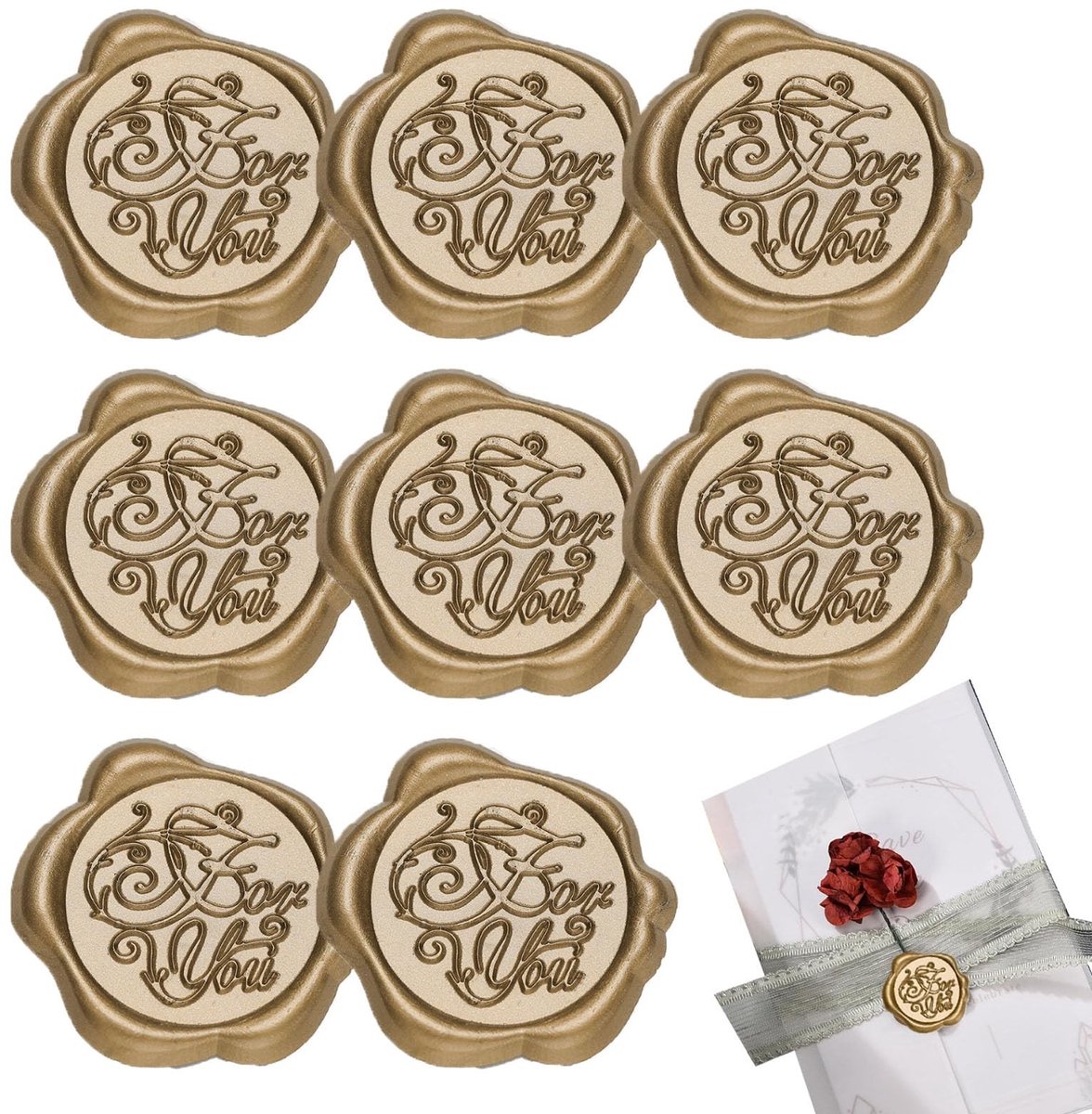 Dailygoods - Set van 8 Gouden Waszegels voor Bruiloften en Feesten