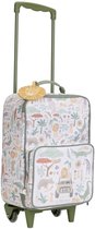 Kinderkoffer met uitschuifbare hendel. Safari-print met dieren en leeuwen-sleutelhanger.