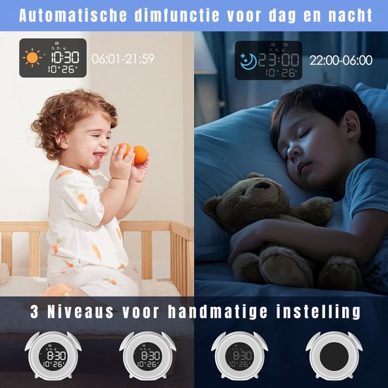 TIM® Slaaptrainer Kinderen - Slaaptrainer - Kinderwekker - Digitaal - 15 Kleuren- Wit - 13cm x 4cm x 15cm van Tim — afbeelding 4