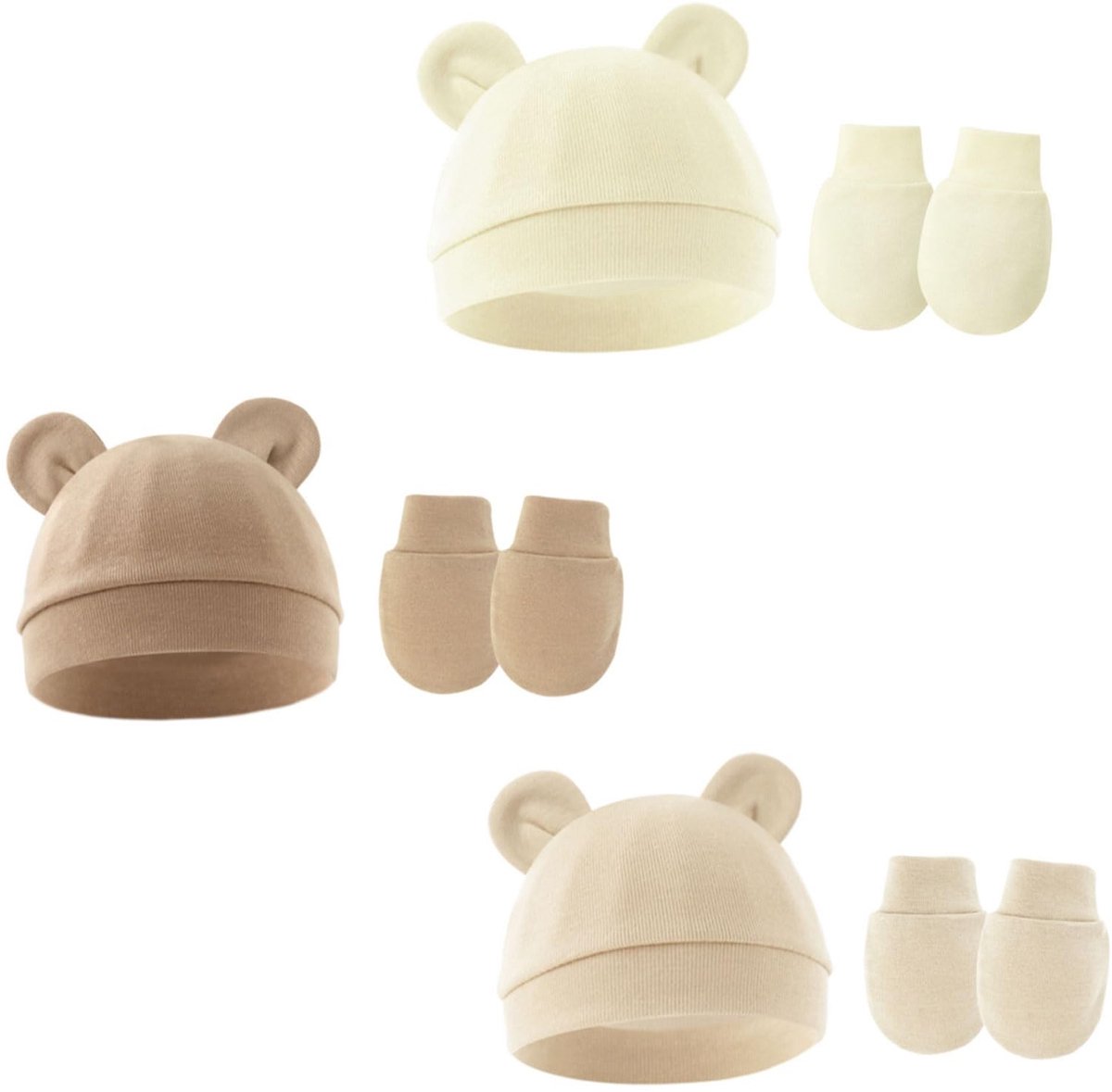 Dailygoods - Gebreide Babymutsen en Wanten Set voor Baby's tot 6 Maanden