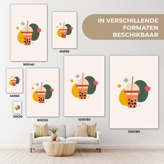 Toile Peinture Été - Couleurs - Bubble Tea - 20x30 cm - Décoration murale