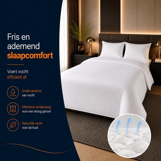 Slowwave NightBreeze dekbedovertrekset - Inclusief 2 kussenslopen - 100% TENCEL™ lyocell - Extreem zacht/comfortabel - Altijd een heerlijke slaaptemperatuur - Vochtregulerend - Hypoallergeen & antibacterieel - Kleur: Arctic White - Formaat: 200x220cm — afbeelding 5