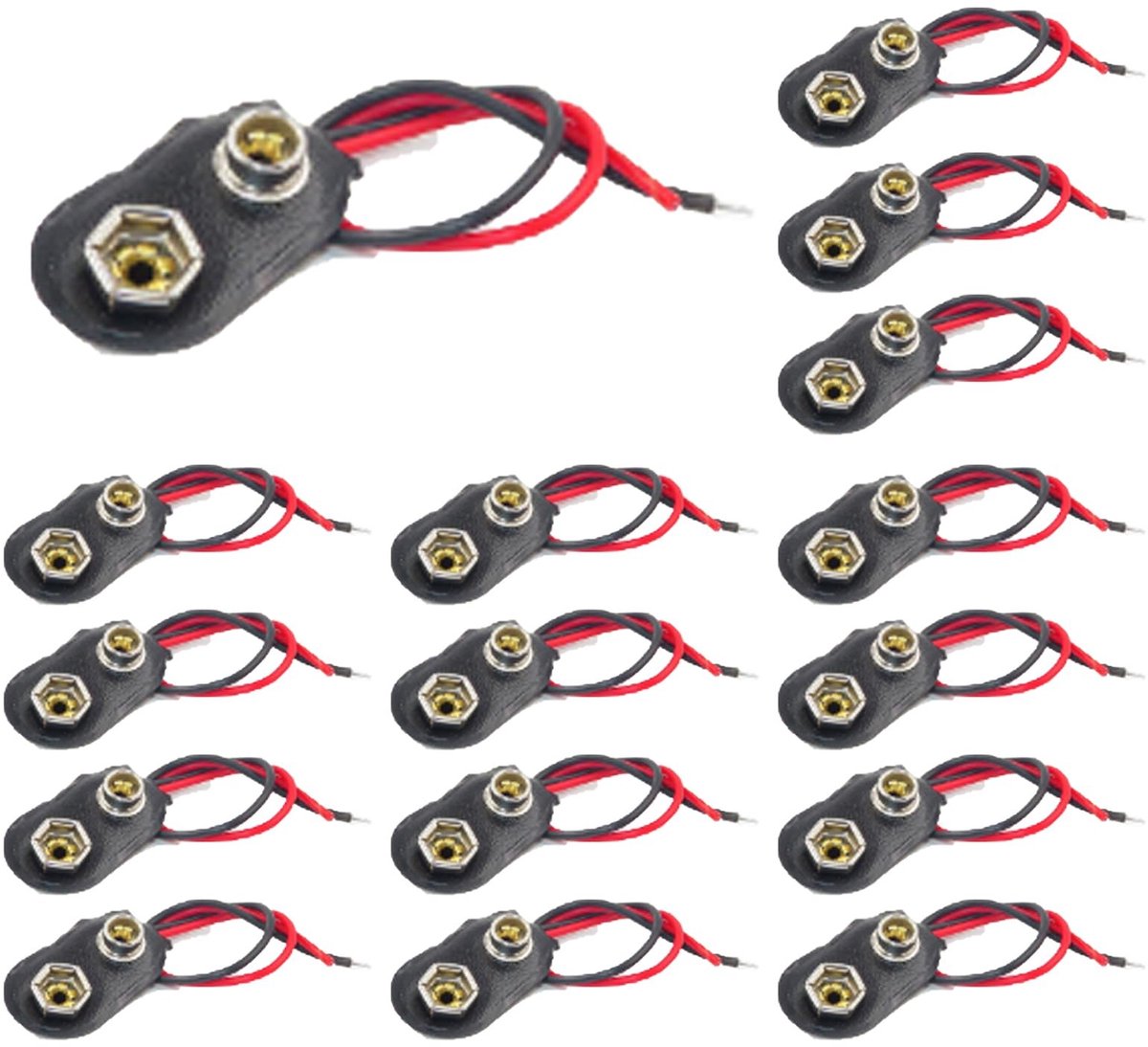 Dailygoods - 9V Batterijklemmen met 15 cm Aansluitkabel